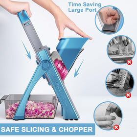 QYKIC mandoline thickness control demonstrates 0.2–8mm range for versatile cuts.