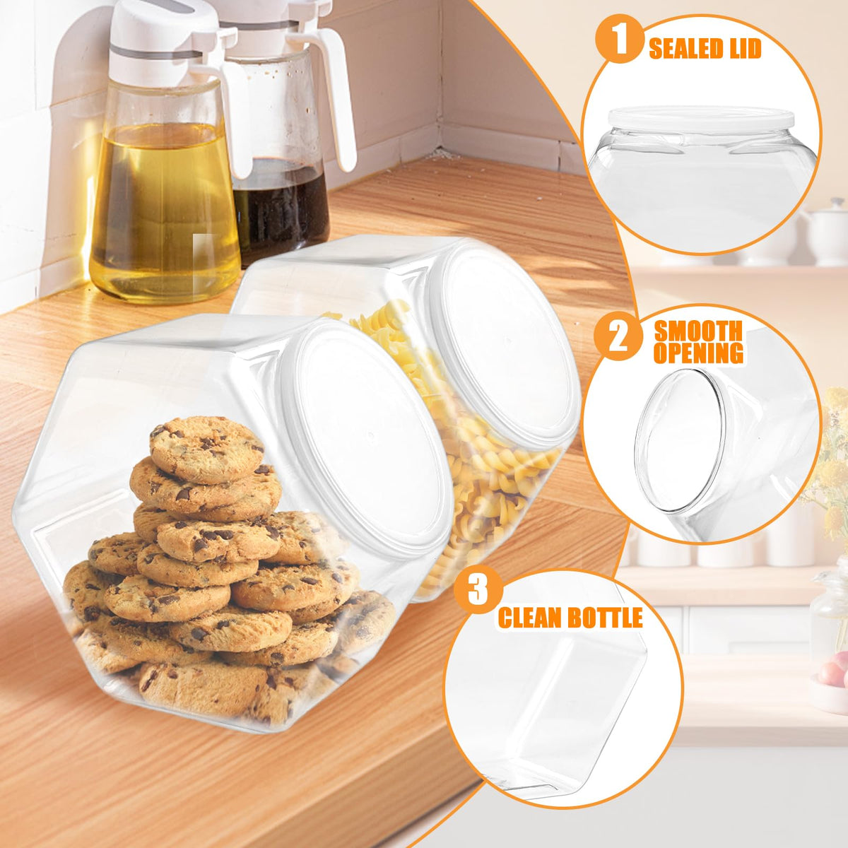 Qyyiguf hexagon candy jar on kitchen counter for daily use