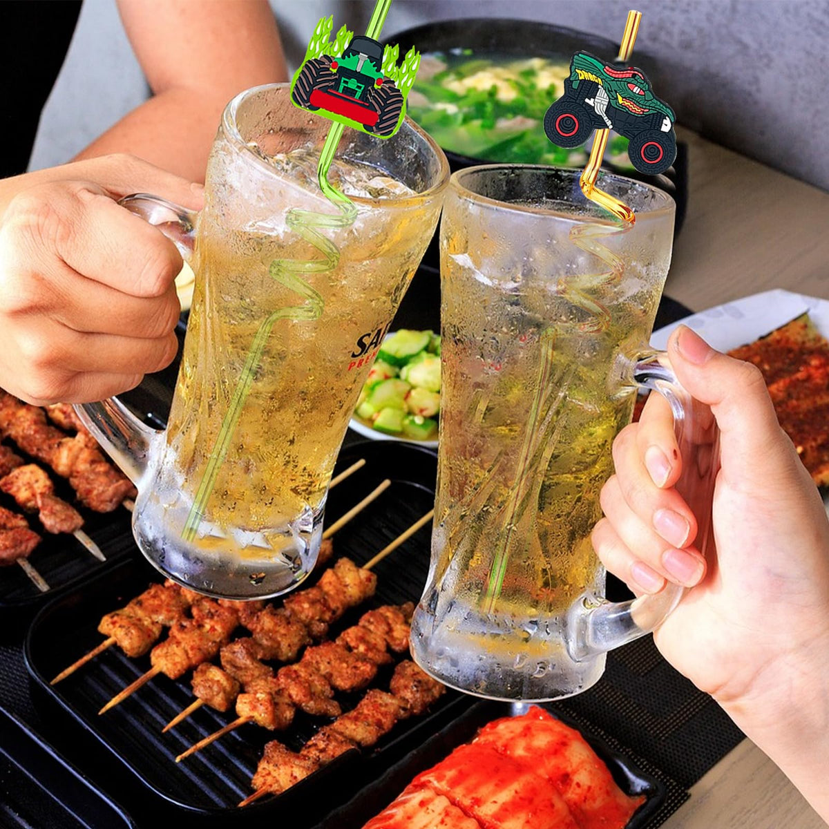 QZYCMHOO Monster Truck Straws ideal for monster truck party ideas.