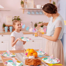 QZYL Easter colorful tableware set for gatherings.