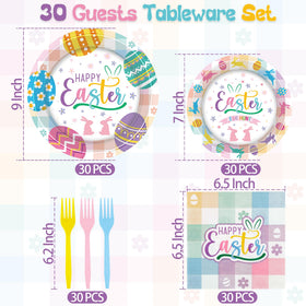 QZYL Easter dessert plates 7-inch with eggs and flowers for colorful servings.