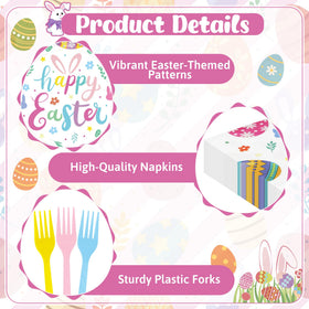 QZYL Easter egg-pattern plates brighten tables and coordinate pastel decor.