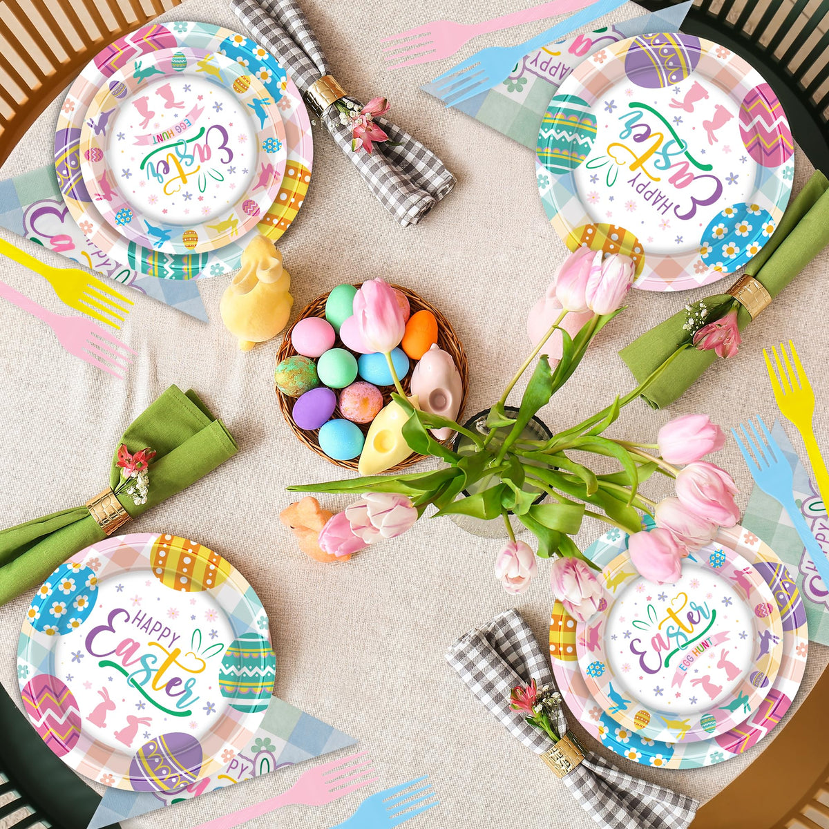 QZYL Easter napkins 6.5 x 6.5 inches catch drips and spills.