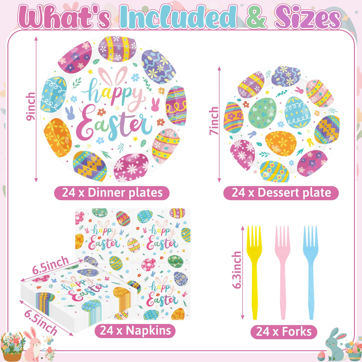 QZYL Easter napkins 7-inch dessert size ideal for quick cleanup.