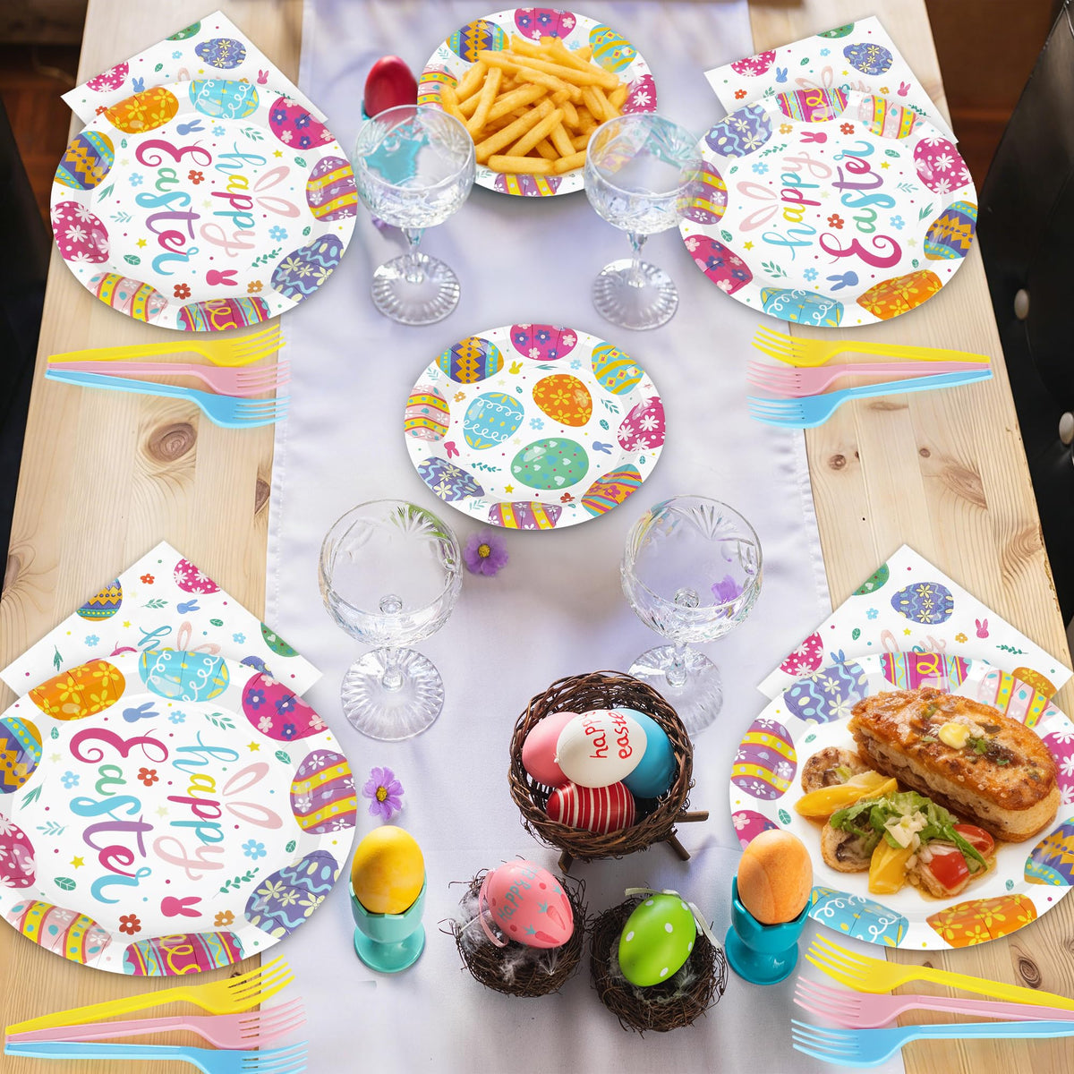 QZYL Easter party supplies coordinate with spring decorations.