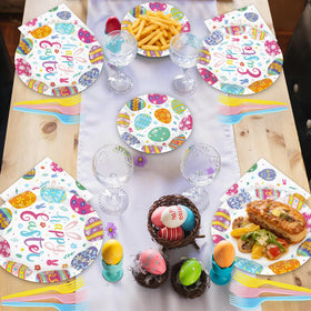 QZYL Easter party supplies coordinate with spring decorations.