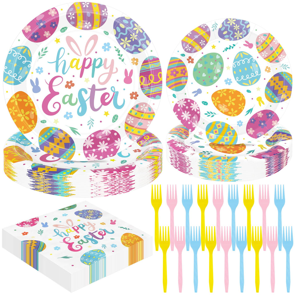 QZYL Easter plates 9-inch dinner set for festive dining and easy cleanup.