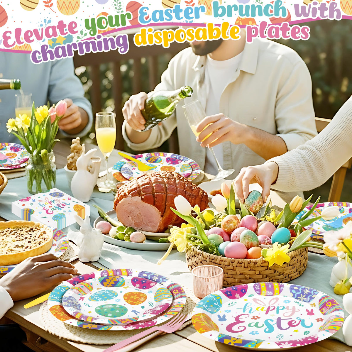 QZYL Happy Easter napkins add soft textures to celebrations.