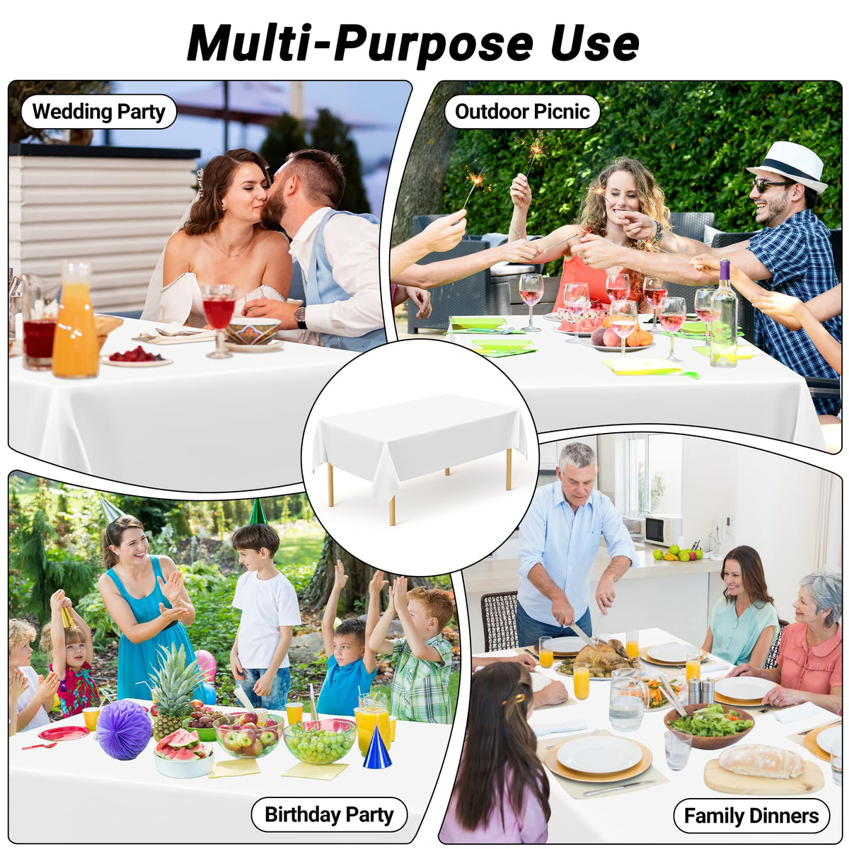 QZYL 54x108-inch rectangle cloth fits most tables for hassle-free decor.