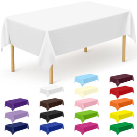 QZYL rectangle white disposable tablecloth 54x108 inches for quick setup.