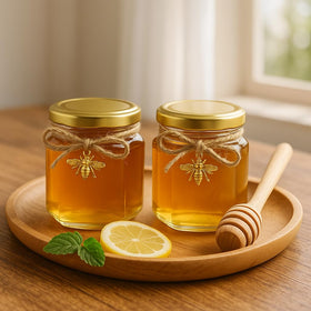 R DRURLCD wooden honey dipper pairs with jars for easy portioning.