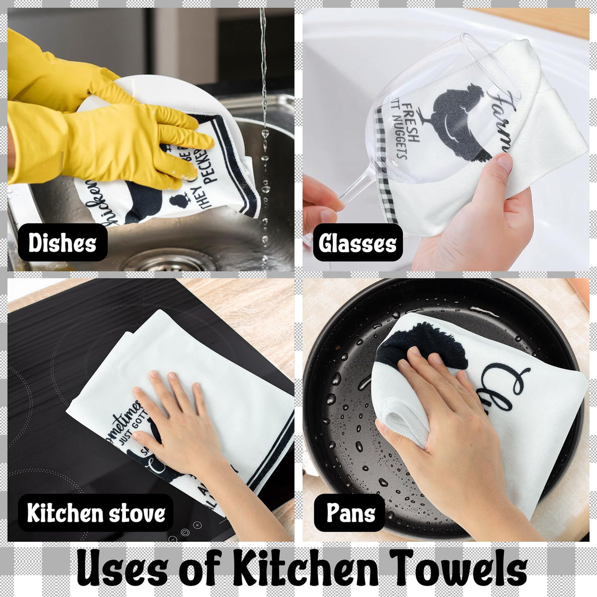 R HORSE towel used for cup and glass drying adds practical kitchen decor