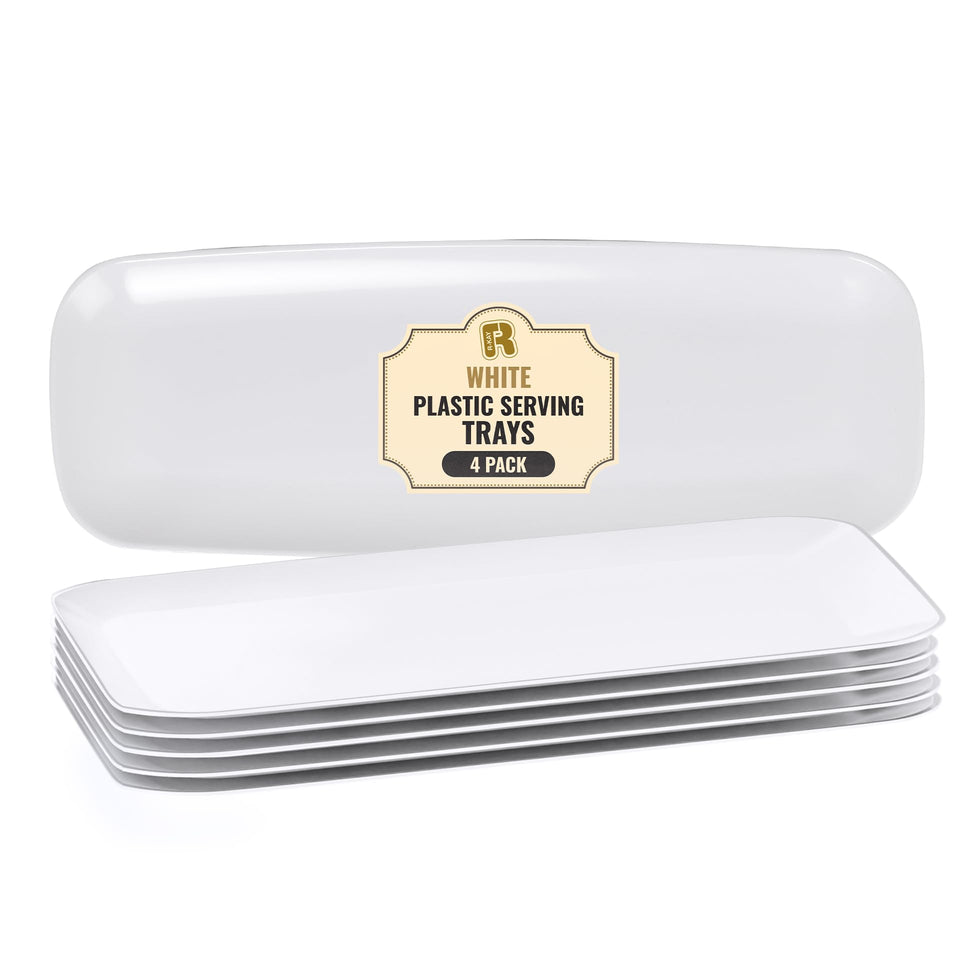R-Kay 4-pack white serving trays for party buffets offer quick setup