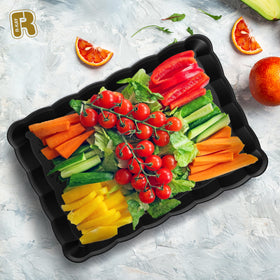 R-KAY black plastic serving trays for parties, elegant display and practical use