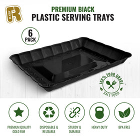 R-KAY BPA-free black plastic tray for safe, convenient party service