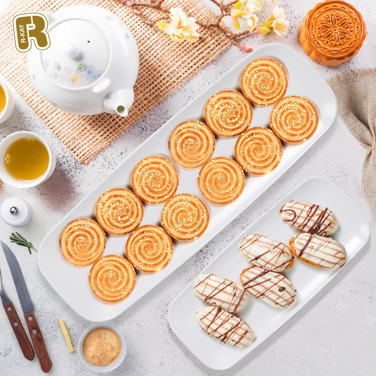 R-Kay BPA-free white trays ensure safe food presentation