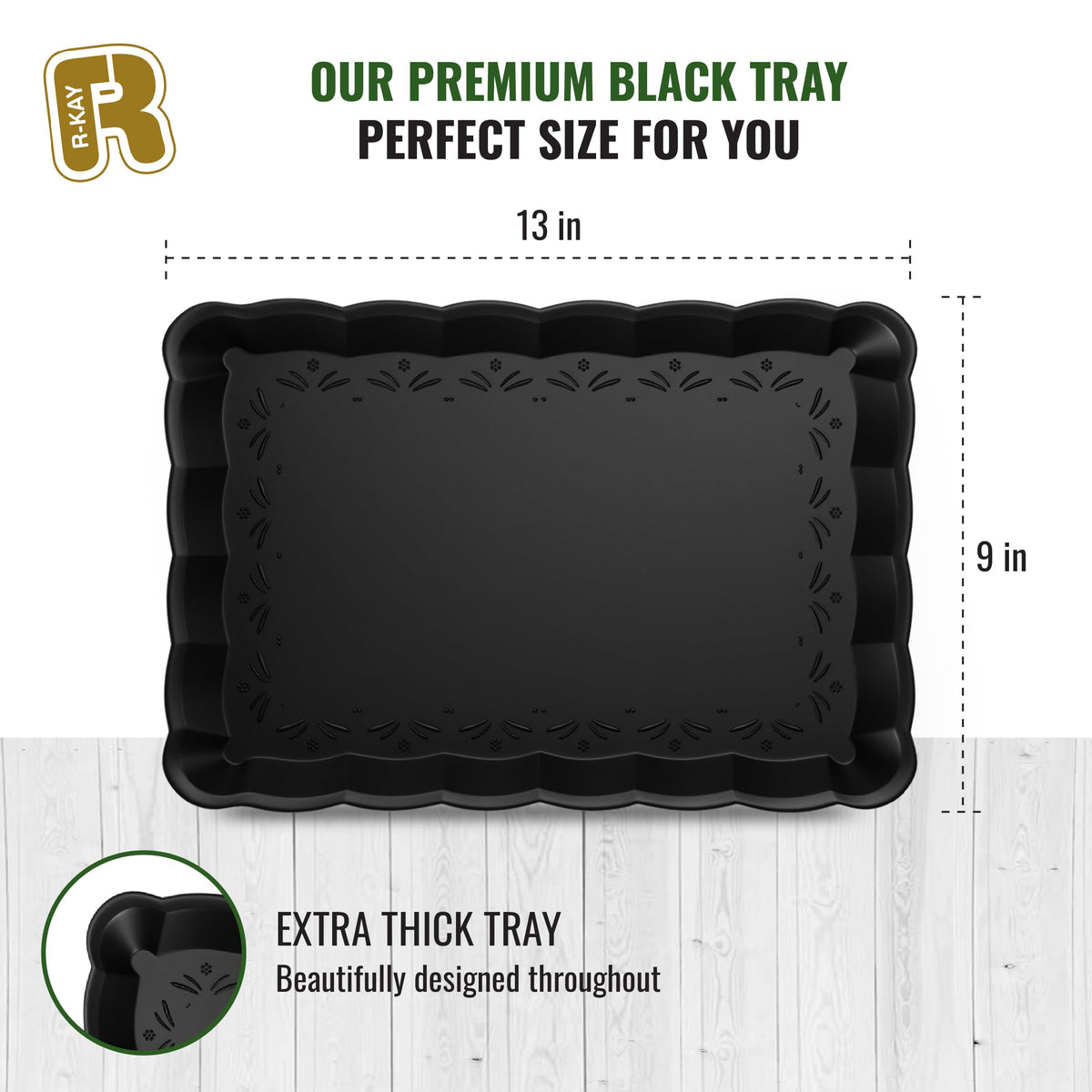 R-KAY disposable black serving trays simplify cleanup after gatherings
