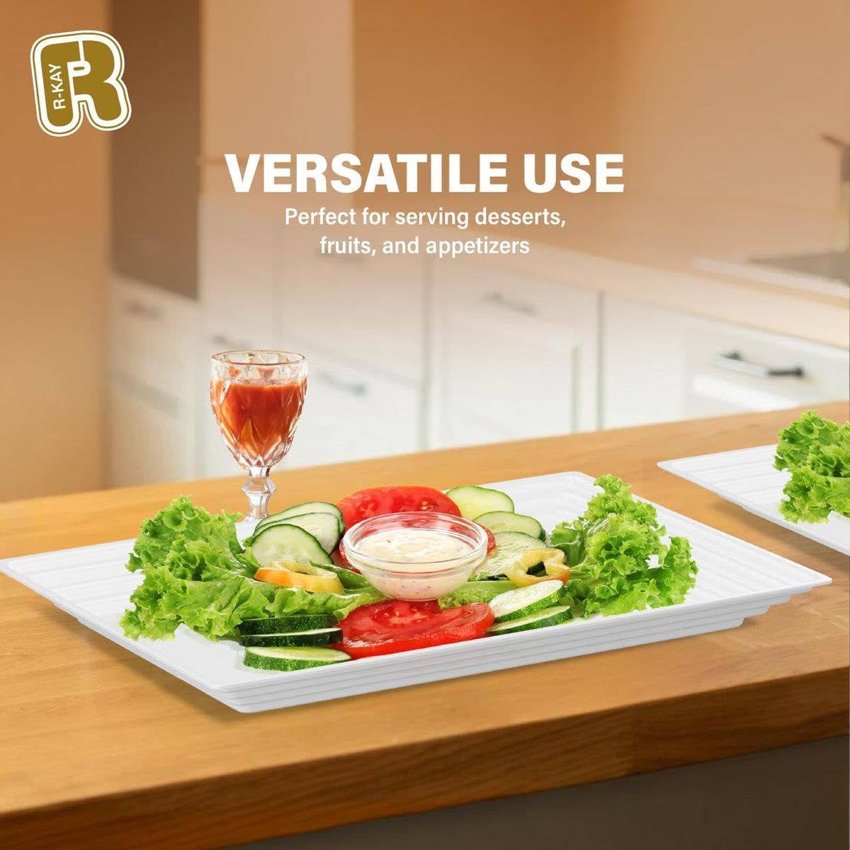 Elegant rectangular party trays by R-Kay for weddings and events.