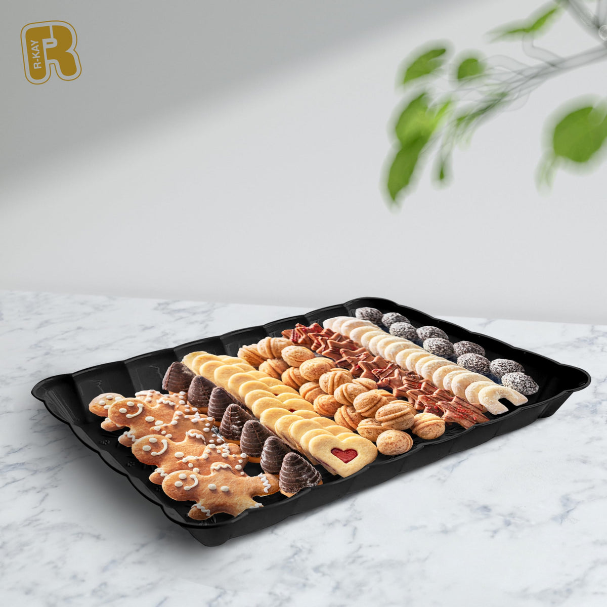 R-KAY sturdy black trays ideal for heavy party serving and buffets