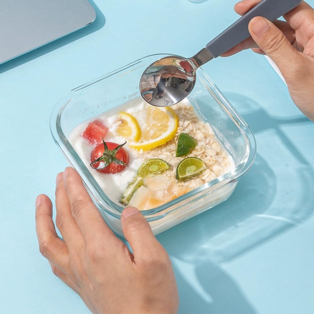 R.repad yay 2Cup square glass container outer view shows durable, space-saving meal prep solution