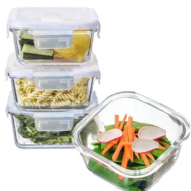 R.repad yay 2 cup square glass container in fridge keeping meals fresh