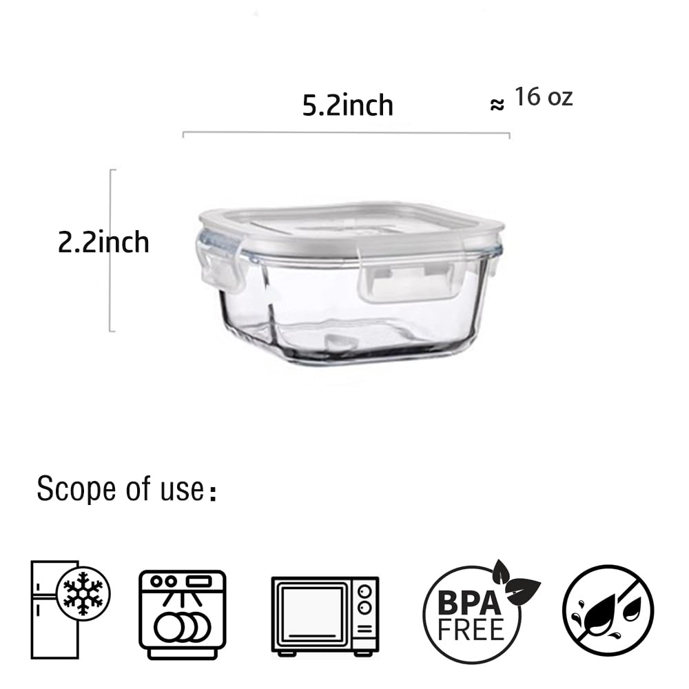 R.repad yay 2 cup square glass container with lids off for heating and prep