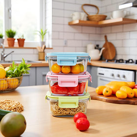 R.repad yay square 2cup glass container nested for compact pantry storage