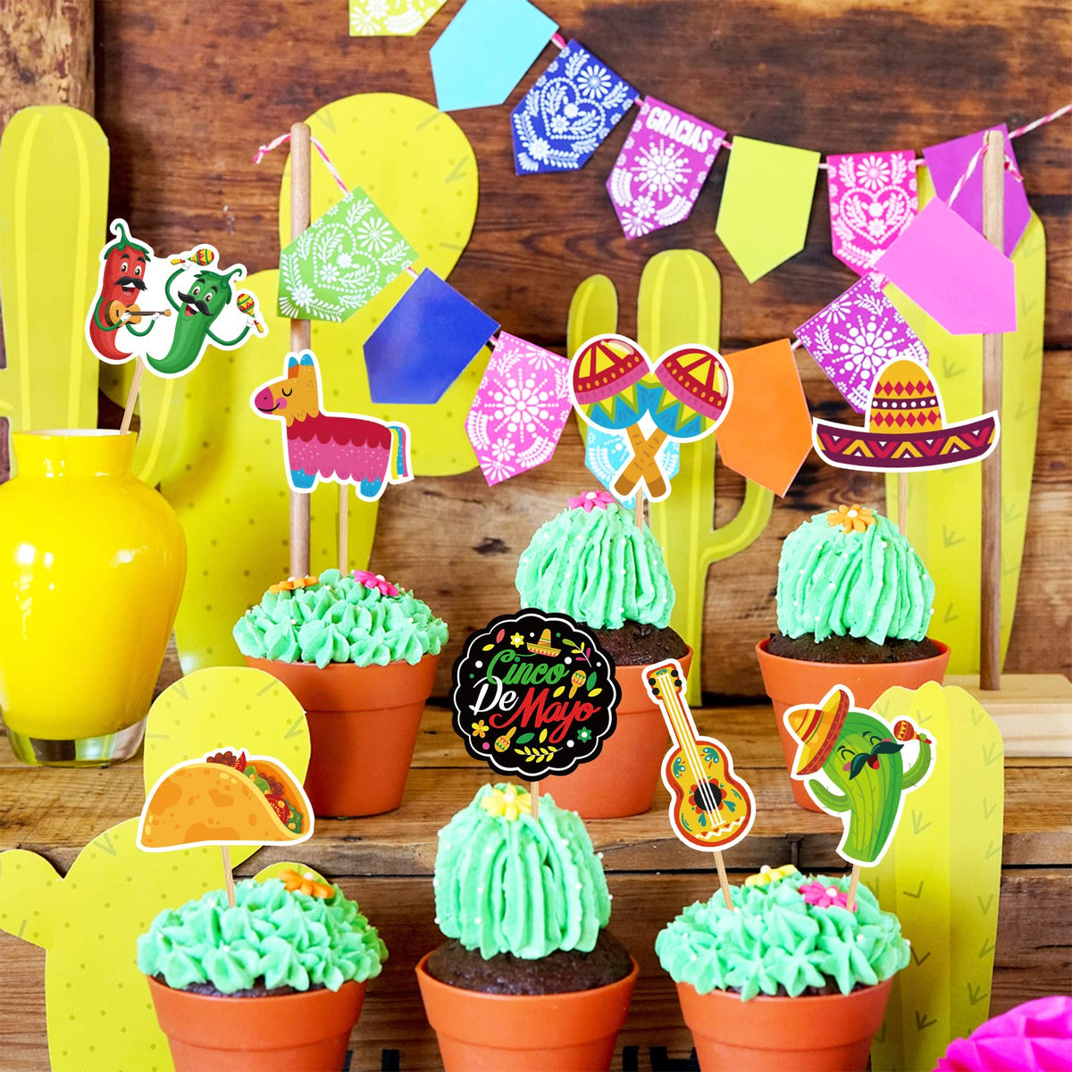R1chyK1ng Cinco de Mayo cupcake toppers design 02 adds vibrant flair to desserts.