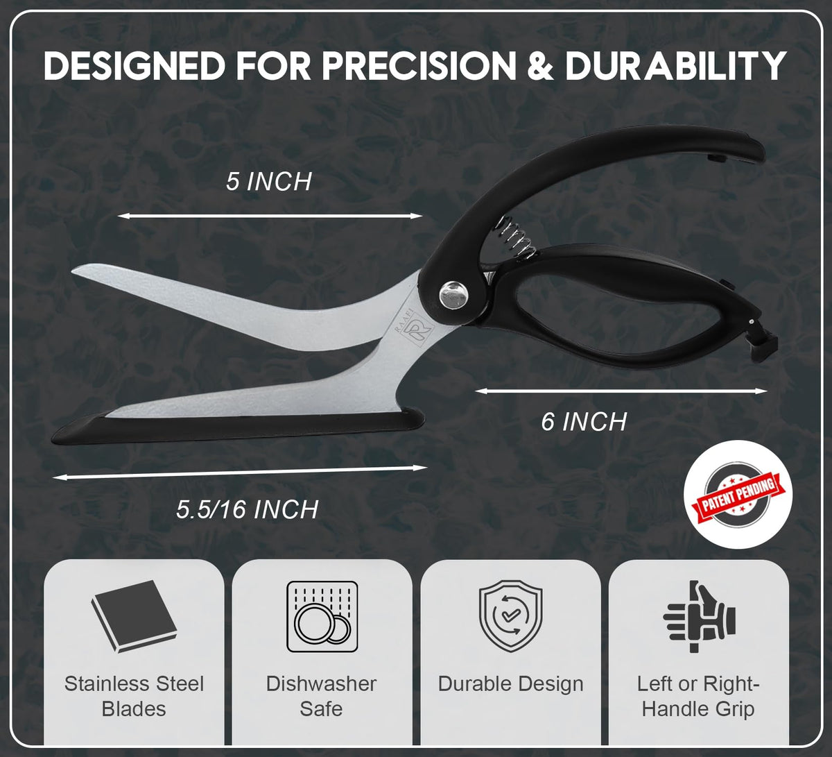 RAAFI pizza scissors ergonomic grip for precise, effortless cuts.