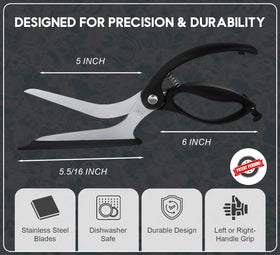 RAAFI pizza scissors ergonomic grip for precise, effortless cuts.