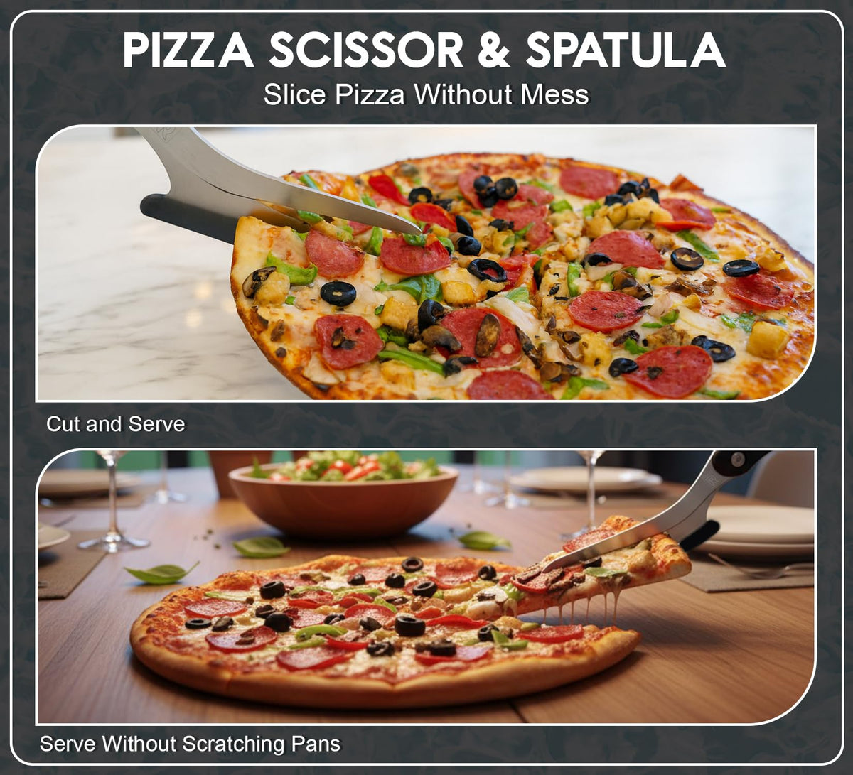 RAAFI stainless steel pizza cutter delivers durable, clean slices.