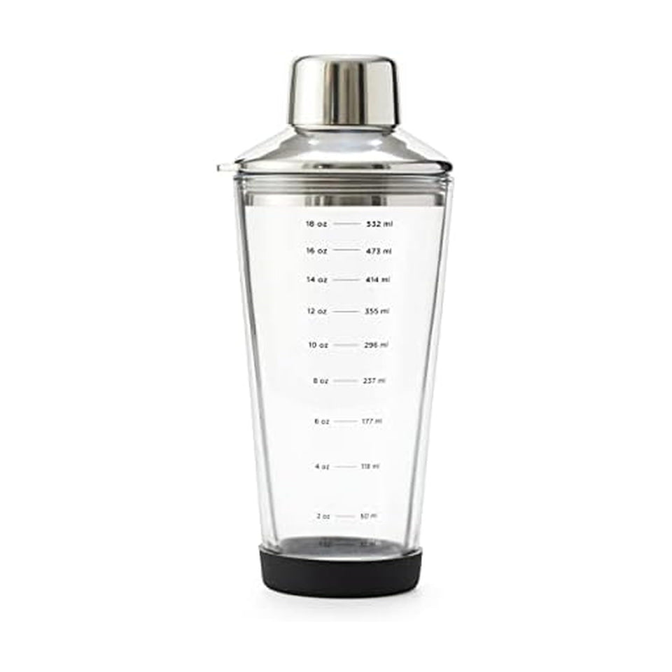 Rabbit 18 oz glass shaker with etched measurements for precise pours
