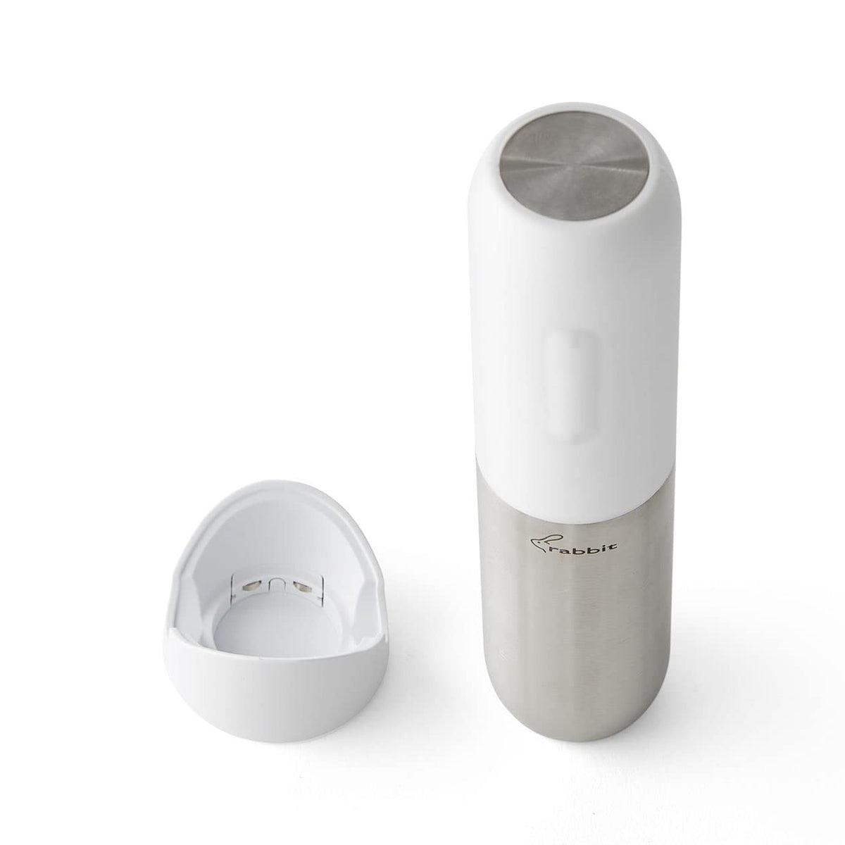 Rabbit automatic corkscrew with up-down button demonstrates effortless cork removal.