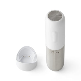 Rabbit automatic corkscrew with up-down button demonstrates effortless cork removal.