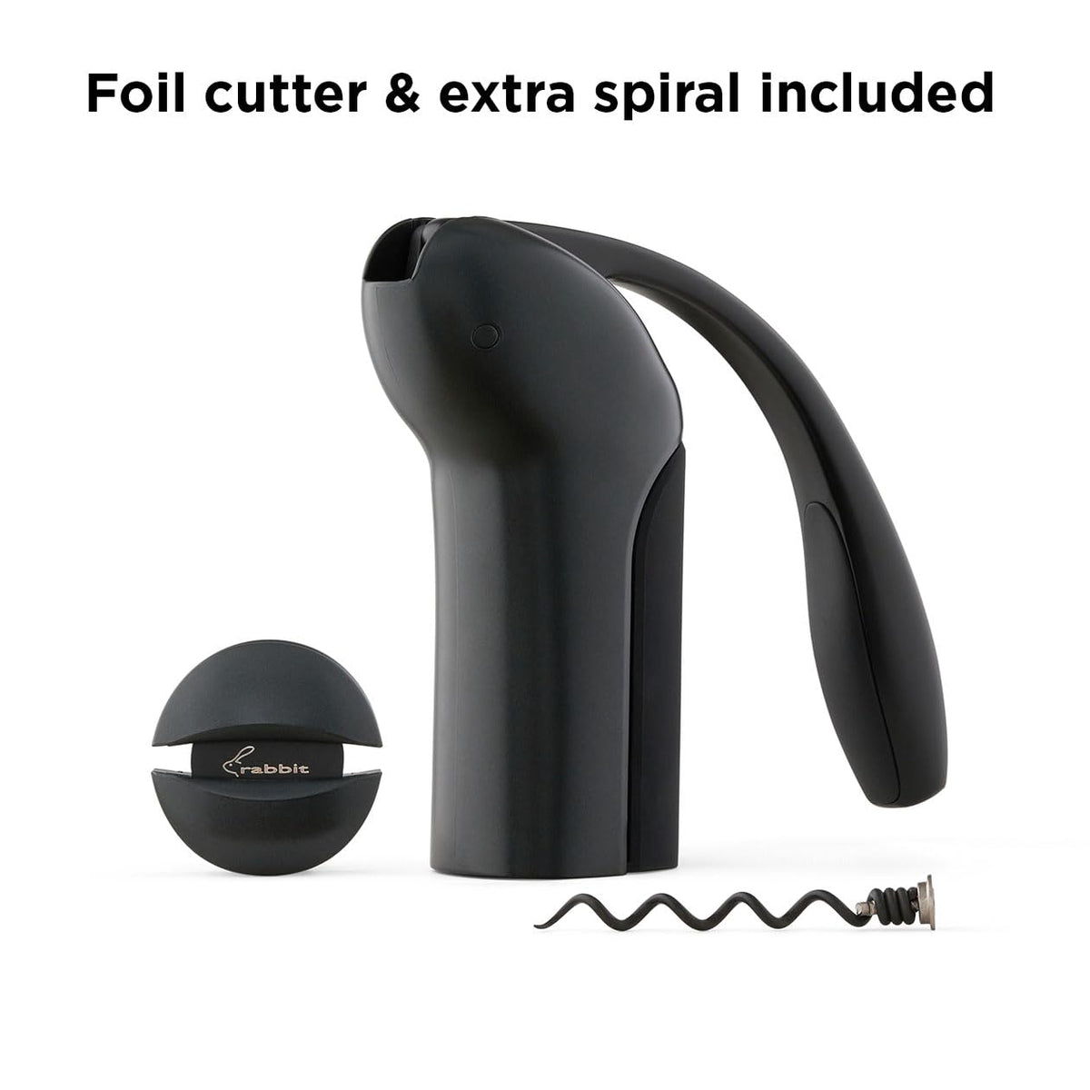 Rabbit gunmetal grey corkscrew featuring automatic ejection keeps hands clean
