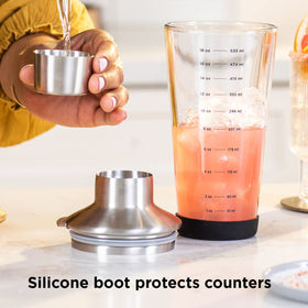 Rabbit glass shaker features durable, thick glass construction
