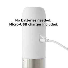 Rabbit micro USB charger demonstrates rechargeable convenience for multiple bottles.