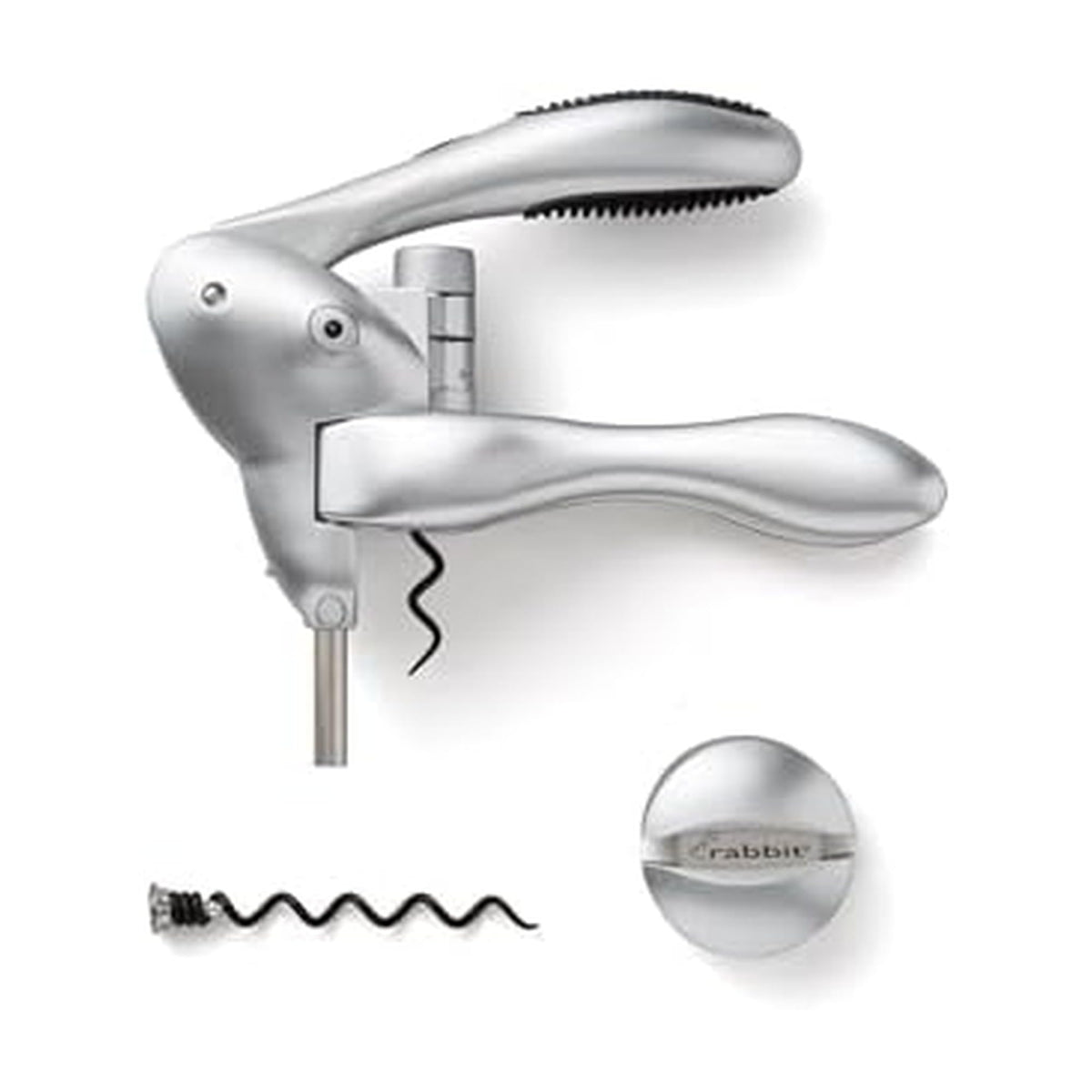 Rabbit Original Lever Corkscrew close-up on bottle neck for smooth cork pull