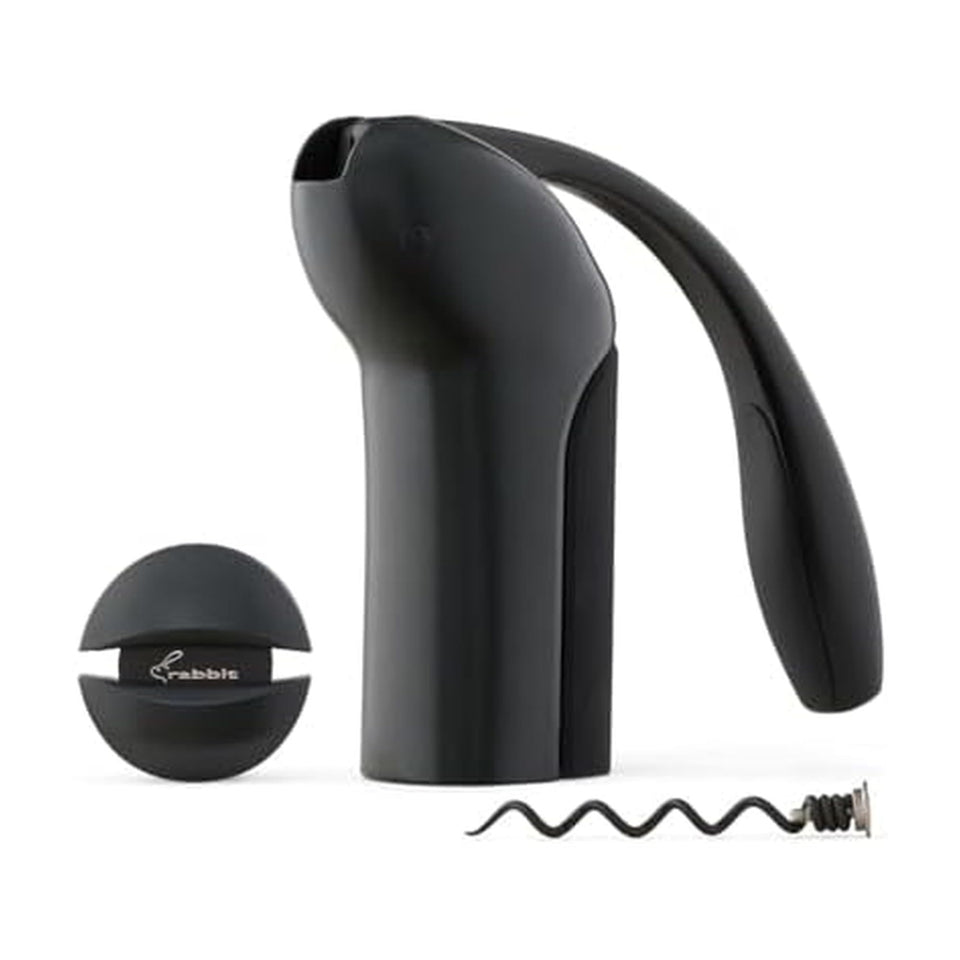Rabbit vertical lever corkscrew in gunmetal grey opens bottles quickly for smooth service