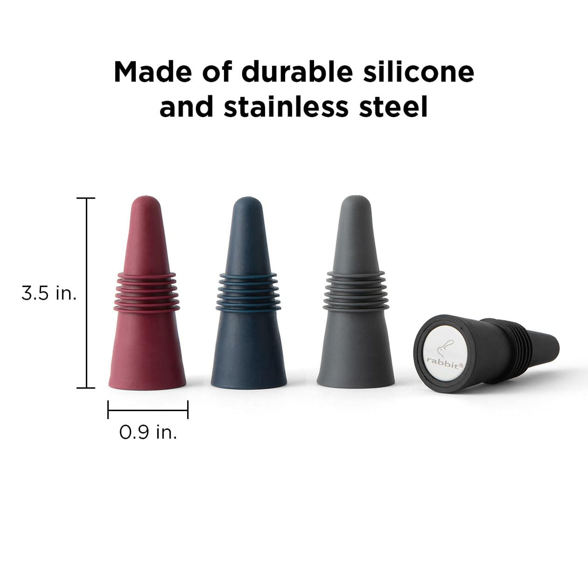 Rabbit W6121 air-tight seal stoppers enable easy bottle sealing.