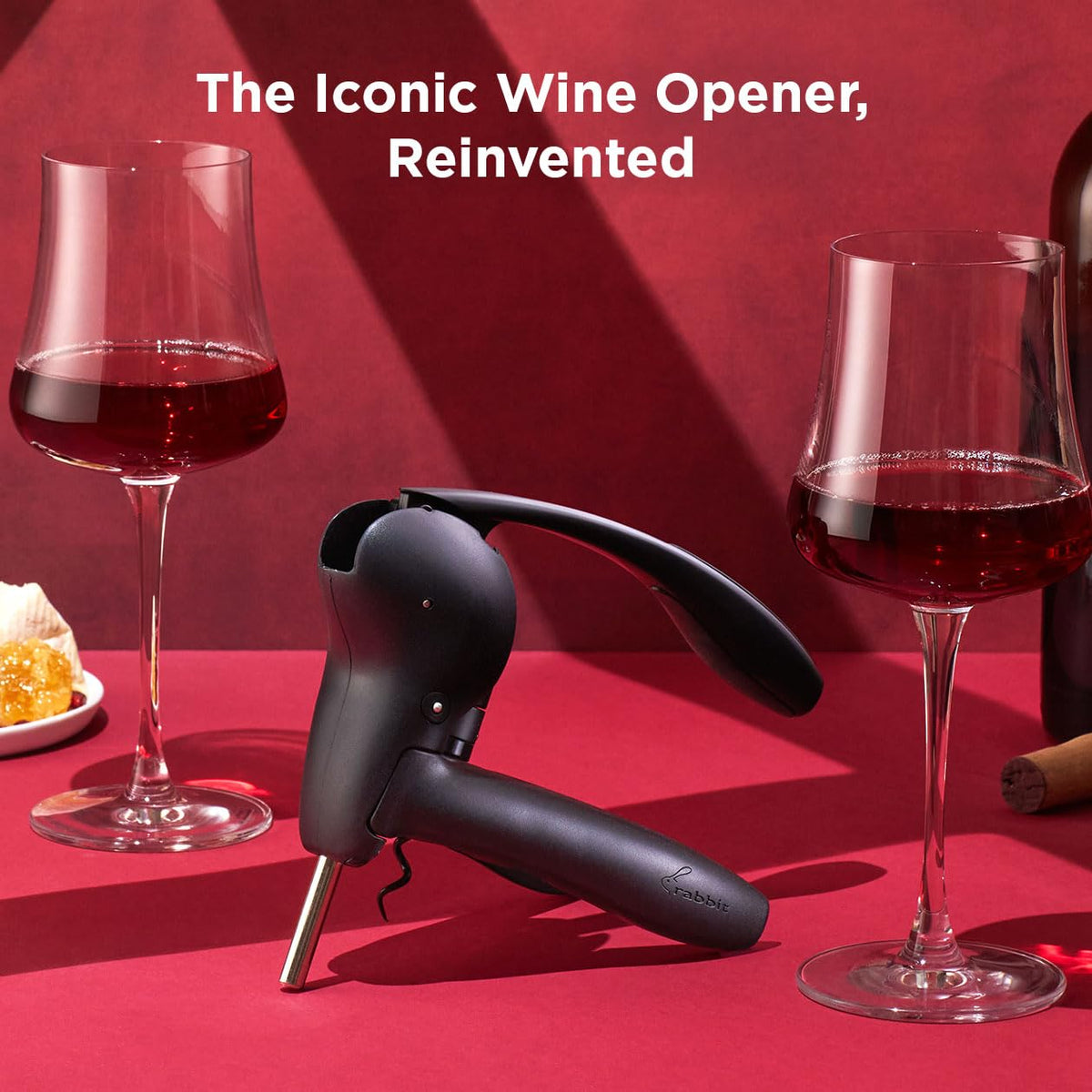 Rabbit bar cart display featuring the lever corkscrew for easy access