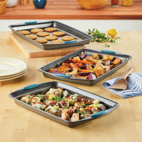 Rachael Ray bakeware 3-piece nonstick cookie pans set 10x15 for versatile baking