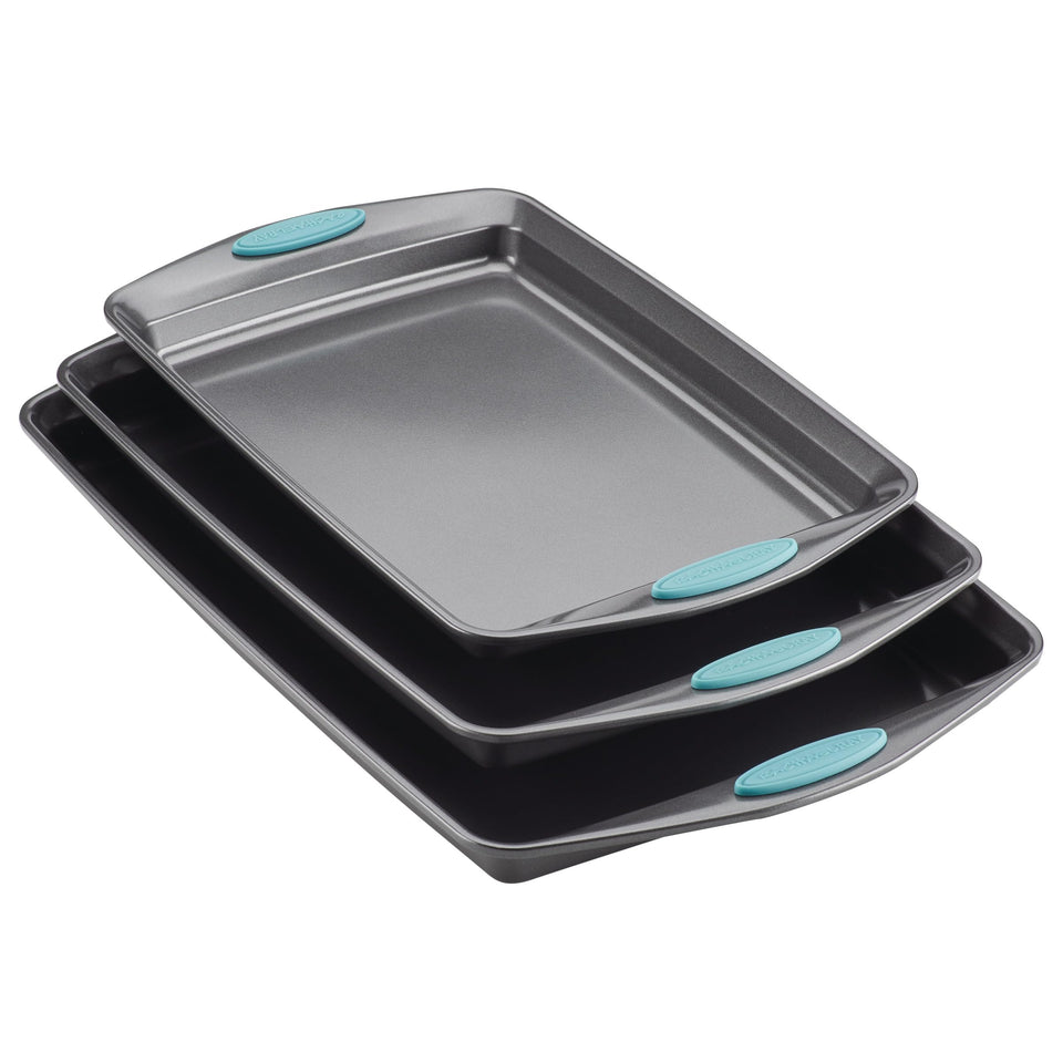 Rachael Ray bakeware 3-piece nonstick cookie pans set 9x13 for easy release