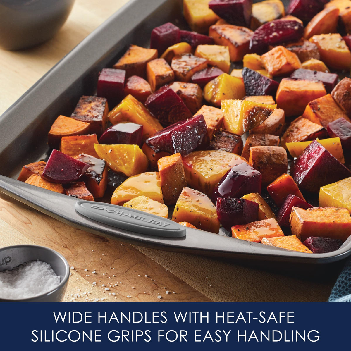 Rachael Ray nonstick coating ensures easy release and quick cleanup after baking.