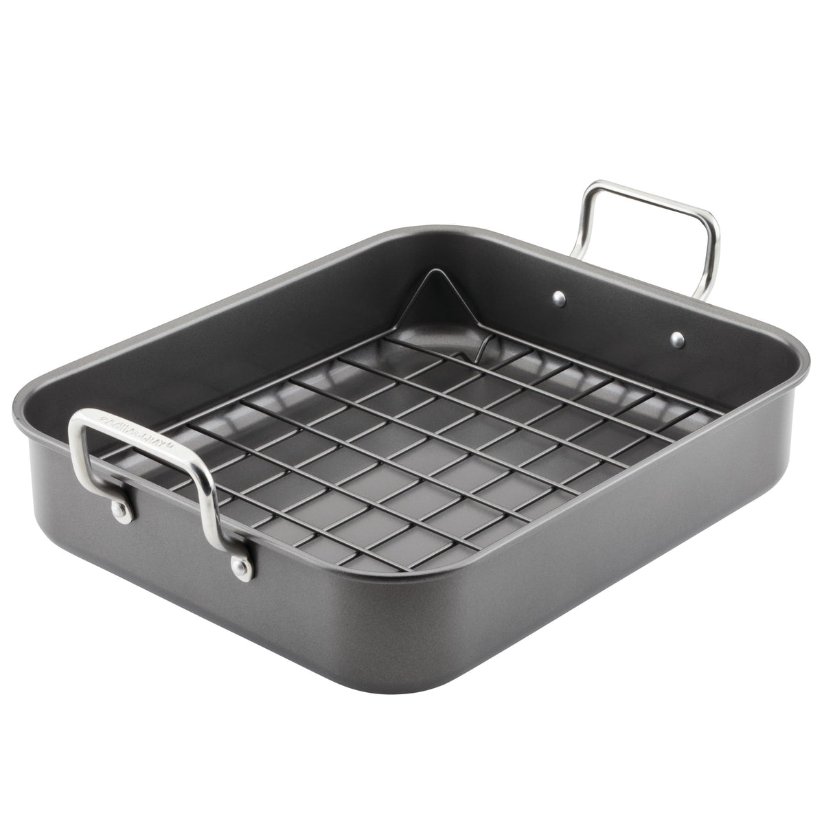 Rachael Ray bakeware nonstick roaster pan for easy release and cleanup.