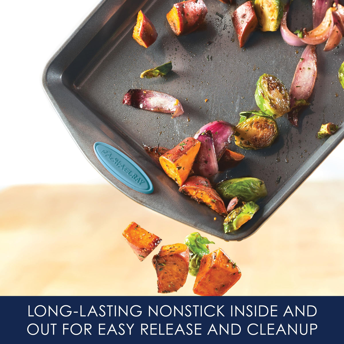 Rachael Ray bakeware nonstick surface ensures quick release and easy cleanup
