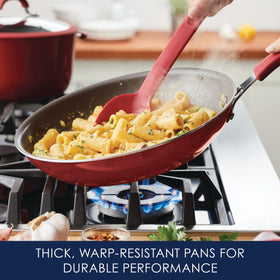 Rachael Ray tulip-design surface creates a larger cooking area for one-pan dishes.