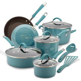 Rachael Ray Cucina 12pc agave blue set for quick weeknight dinners