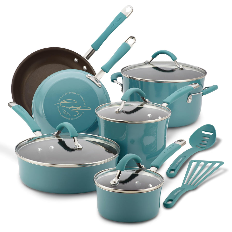 Rachael Ray Cucina 12pc agave blue set for quick weeknight dinners