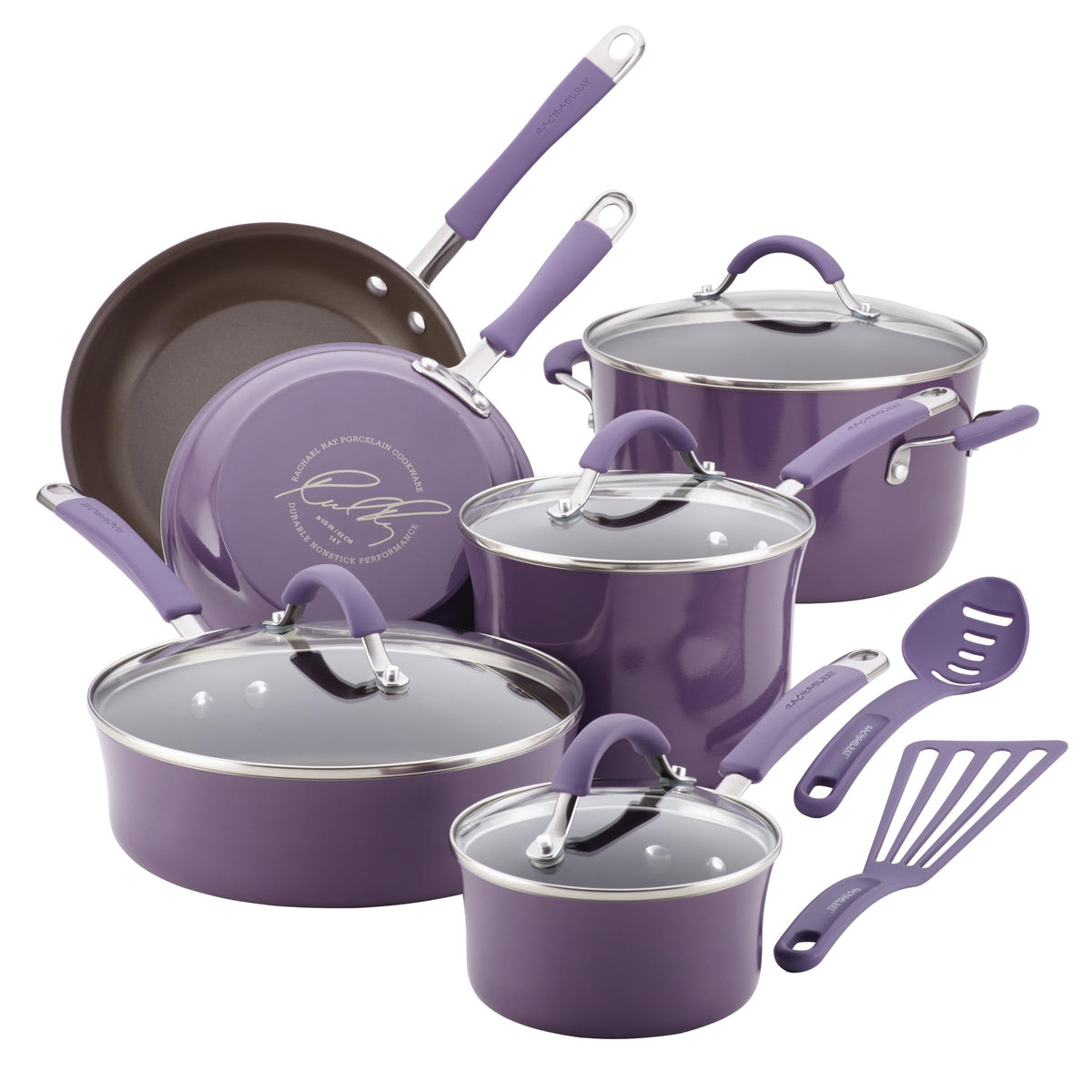 Rachael Ray Cucina lavender exterior with durable hard enamel for everyday cooking